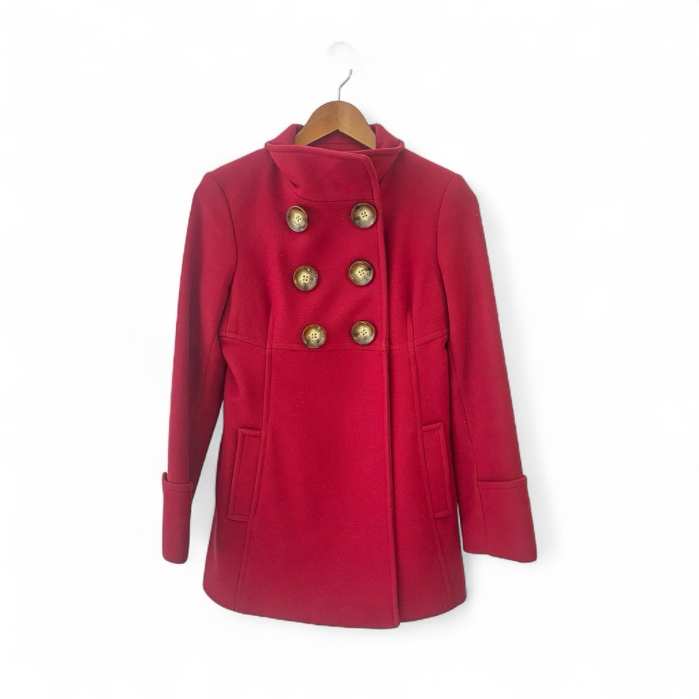 like new MICHAEL KORS Elegant Red Burgandy Double-Breasted Women's Wool Coat